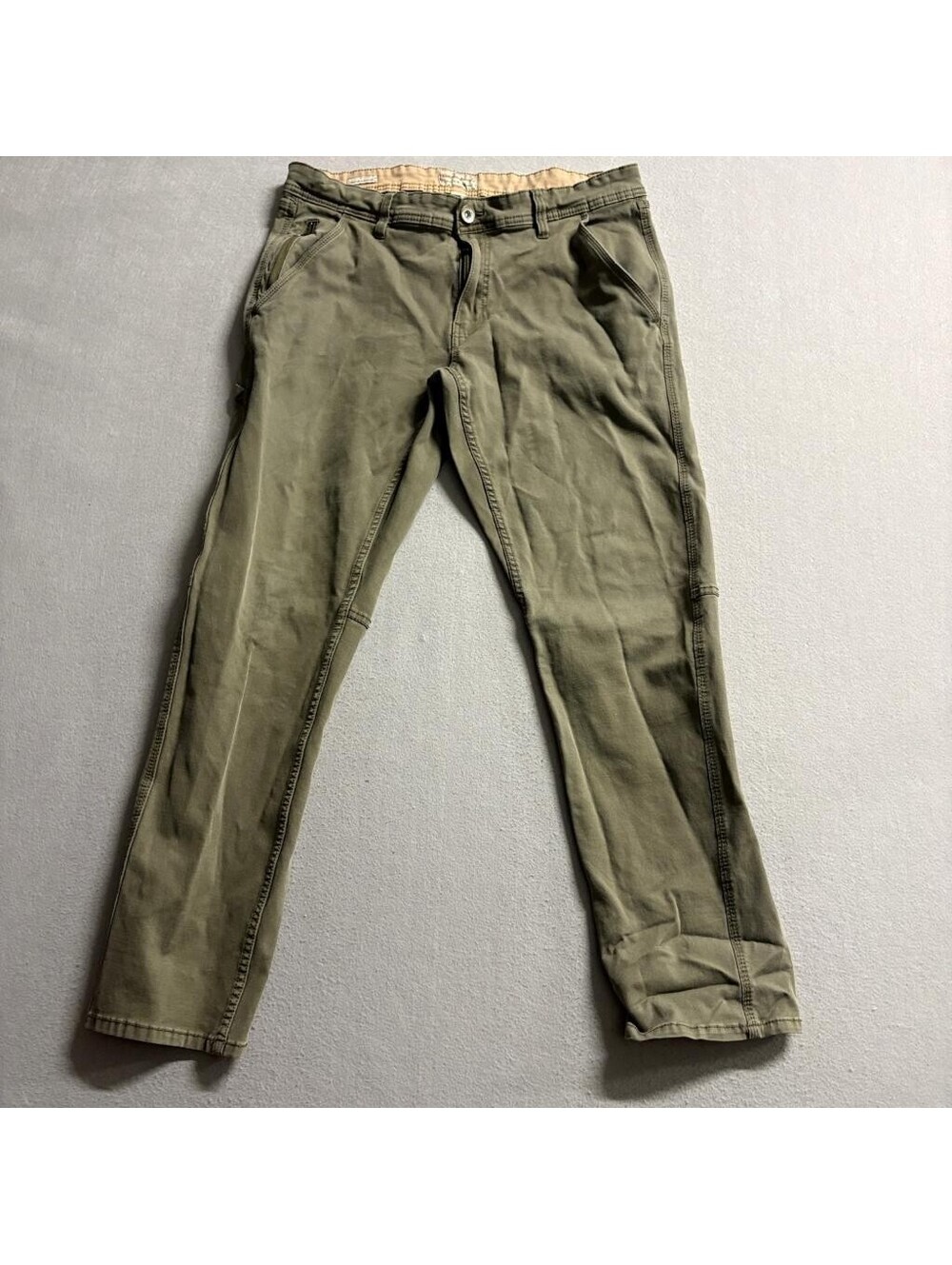 Weatherproof Vintage Mens Straight Fit Pants 36x32 Green Cotton Stretch Chino